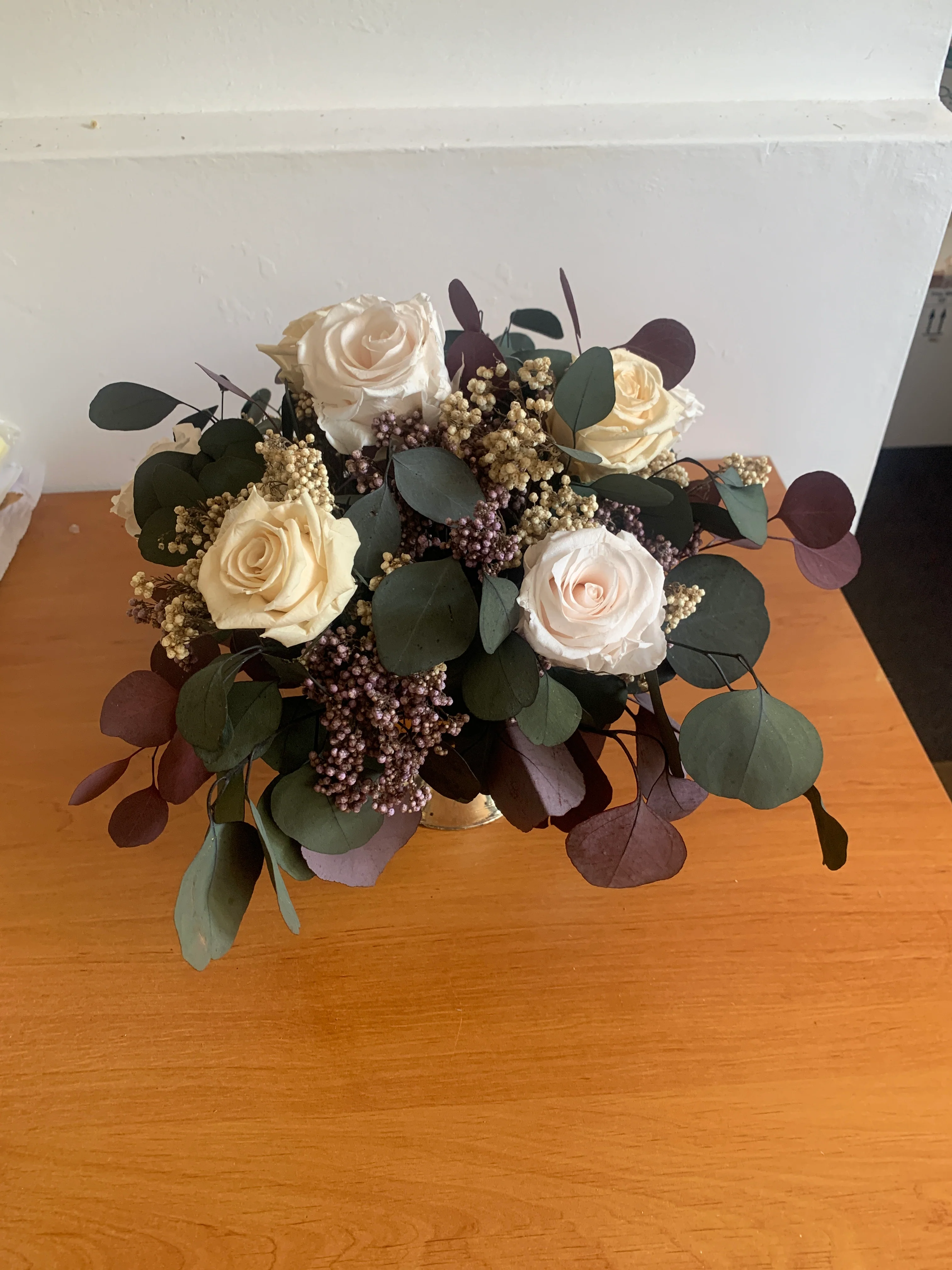 Pale Roses in Silver Glass Vase - Image 3